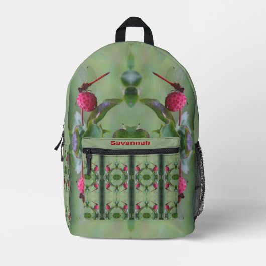 Rote Dragonfly Abstrakt Personalisiert Bedruckter Rucksack (Vorderseite)