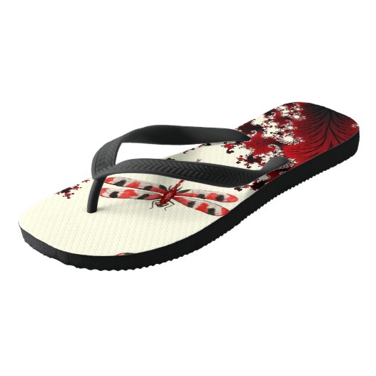 Rote Dragonfly Flip Flops Badesandalen (Schrägansicht)