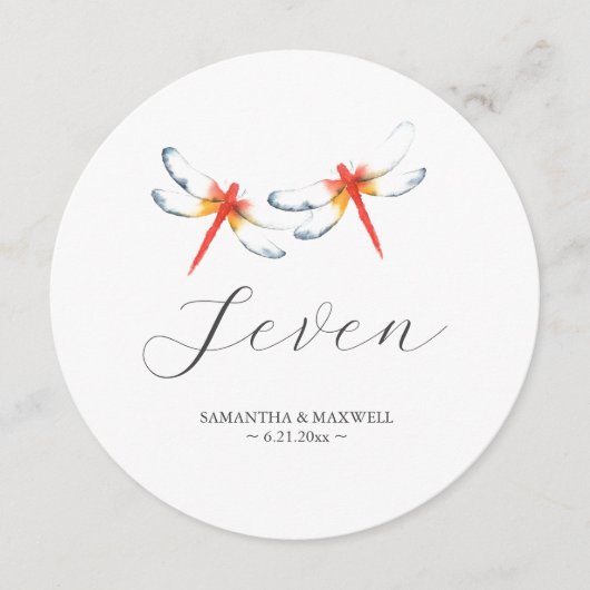 Rote Dragonfly Hochzeit Runde Tischnummer (Vorderseite)