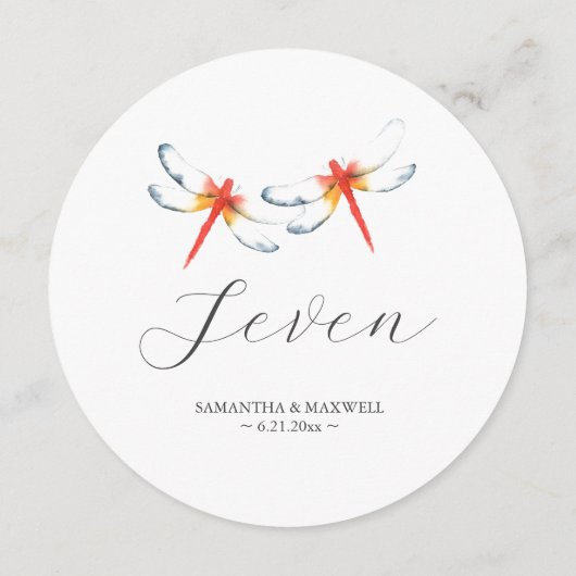 Rote Dragonfly Hochzeit Runde Tischnummer (Rückseite)