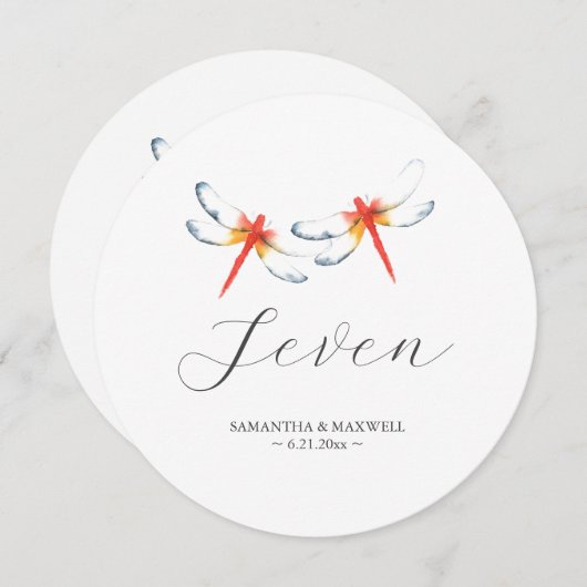 Rote Dragonfly Hochzeit Runde Tischnummer (Vorne/Hinten)