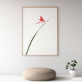 Rote Dragonfly Zen Minimalistische Mauer Kunst Fotodruck