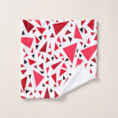 Rote Dreiecke auf weißem Hintergrund Badhandtuch Set (Waschlappen)