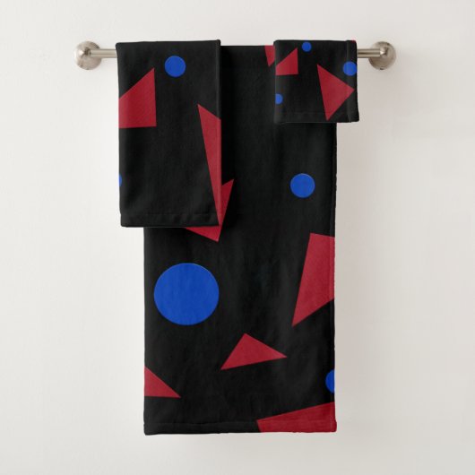Rote Dreiecke, blaue Kreise Badhandtuch Set (Insitu)