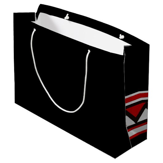 Rote Dreiecke Große Geschenktüte (Rückseite Schrägansicht)