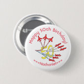 Rote Düsenflugzeuge - 50. Geburtstagsabzeichen Button (Vorne & Hinten)