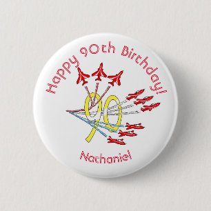 Rote Düsenflugzeuge - 90. Geburtstagsabzeichen Button