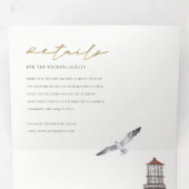 ROTE DUSKY BLAUE LIGHTHOUSE MEER WASSERFARBE DREIFACH GEFALTETE EINLADUNG (Innen Erste Seite)