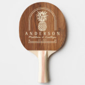 Rote Eichenholz-Pineapple-Hochzeitsbogen & Name Tischtennis Schläger (Vorderseite)