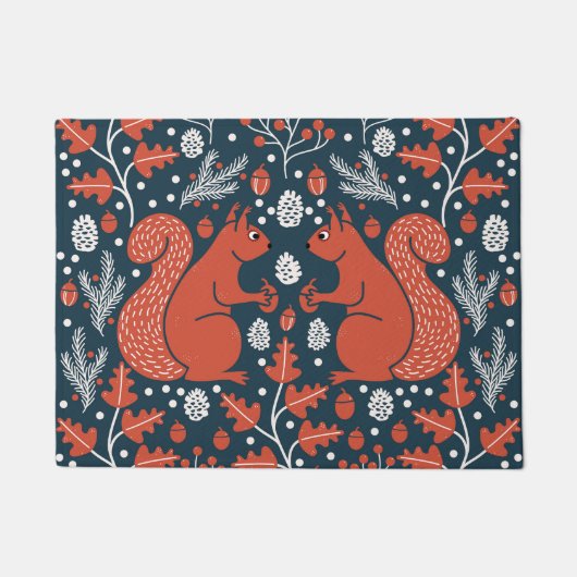 Rote Eichhörnchen im Wald Fußmatte (Vorderseite)