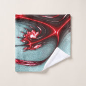 Rote Eidechse auf sandiger grauer Textur Badhandtuch Set (Waschlappen)