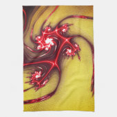 Rote Eidechse aus Fraktal auf ockerfarbenem Sand Geschirrtuch (Vertikal)