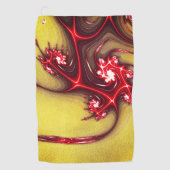 Rote Eidechse aus Fraktal auf ockerfarbenem Sand Golfhandtuch (Vorderseite)