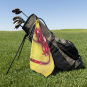 Rote Eidechse aus Fraktal auf ockerfarbenem Sand Golfhandtuch (Gras)