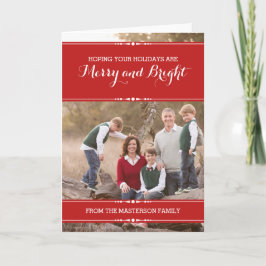 Rote, einfach schicke Weihnachtsfotokarte Feiertagskarte