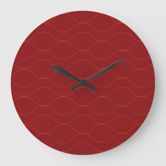 Rote, einfache, elegante, coole Wave Abstraktion A Große Wanduhr (Vorderseite)