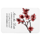 Rote Einfache Kirschblüten Save the Date Magnet (Horizontal)