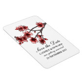 Rote Einfache Kirschblüten Save the Date Magnet (Rechte Seite)