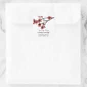 Rote Einfache Kirschblüten Save the Date Quadratischer Aufkleber (Tasche)