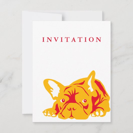 Rote Einladung von French Bulldog (Vorderseite)