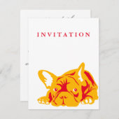 Rote Einladung von French Bulldog (Vorne/Hinten)