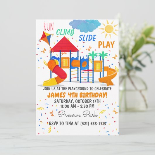 Rote Einladung von Playground (Stehend Vorderseite)