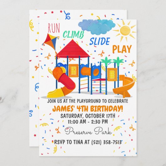 Rote Einladung von Playground (Vorne/Hinten)