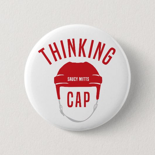 Rote Eishockeyhelm-Denkkappe Flair-Button Button (Vorderseite)