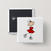 Rote Eisläuferin T-Shirts und Geschenke Button (Vorne & Hinten)