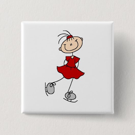 Rote Eisläuferin T-Shirts und Geschenke Button (Vorderseite)
