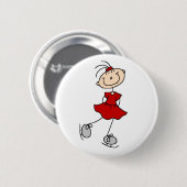 Rote Eisläuferin T-Shirts und Geschenke Button (Vorne & Hinten)