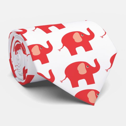 Rote Elefant-Krawatte Krawatte (Gerollt)