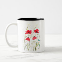 Rote elegante einfache Aquarell-Mohnblumen