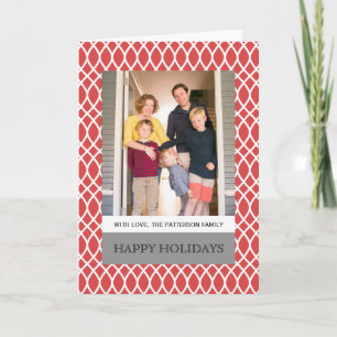 Rote Elegante Gitter Foto Grußkarte Feiertagskarte