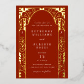 Rote Elegante Kunst, Dichtung und Musik Folieneinladung (Vorderseite)