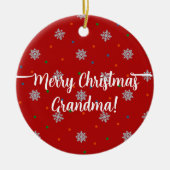 Rote, elegante Schneeflocken und Foto Keramik Ornament (Vorne)