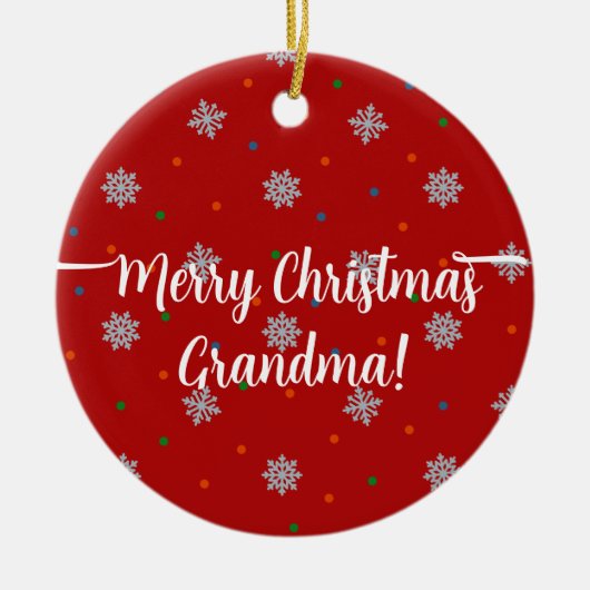 Rote, elegante Schneeflocken und Foto Keramik Ornament (Vorne)