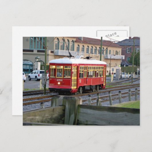 Rote elektrische Straßenbahn auf Gleisen Postkarte (Vorne/Hinten)