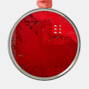 rote elektronische Schaltung board.JPG Silbernes Ornament