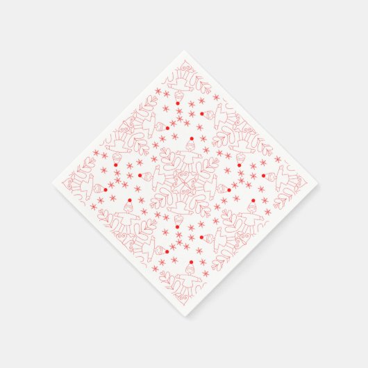 Rote Elfen und Schneeflocken Serviette (Ecke)
