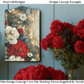 Rote Elfenbein-Rose, gewitterte Mauer CQ4-Decoupag Seidenpapier