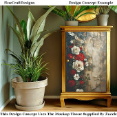 Rote Elfenbein-Rose, gewitterte Mauer CQ4-Decoupag Seidenpapier