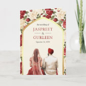 Rote Elfenbeinblume Alles in einer Sikh Hochzeit Einladung (Vorderseite)
