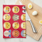 rote Emoji Geschirrtuch (Viertel Falte)