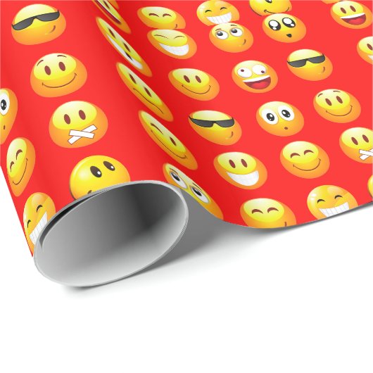 rote Emojis Geschenkpapier (Rolleneckpunkt)