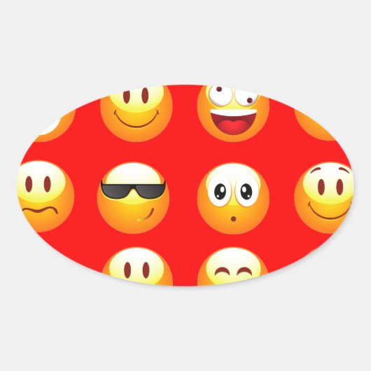 rote Emojis Ovaler Aufkleber (Vorderseite)