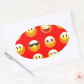 rote Emojis Ovaler Aufkleber (Umschlag)