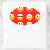 rote Emojis Ovaler Aufkleber (Tasche)