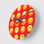 rote Emojis Runde Wanduhr (Winkel)