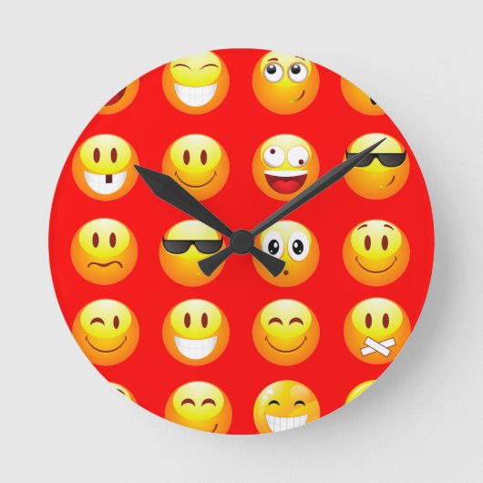 rote Emojis Runde Wanduhr (Vorderseite)